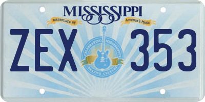 MS license plate ZEX353