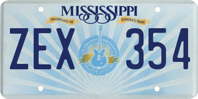 MS license plate ZEX354