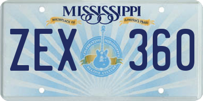 MS license plate ZEX360