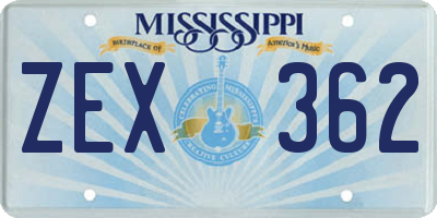 MS license plate ZEX362