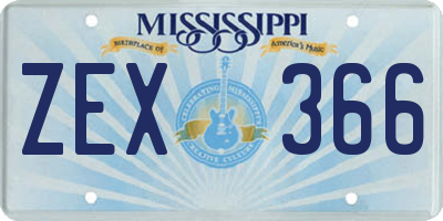 MS license plate ZEX366