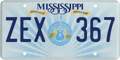MS license plate ZEX367