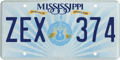MS license plate ZEX374