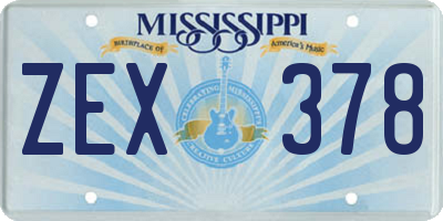 MS license plate ZEX378