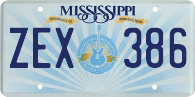 MS license plate ZEX386