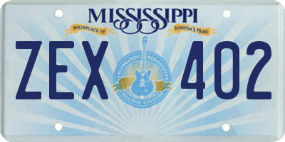 MS license plate ZEX402