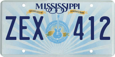 MS license plate ZEX412