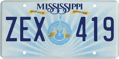 MS license plate ZEX419