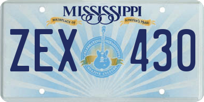 MS license plate ZEX430