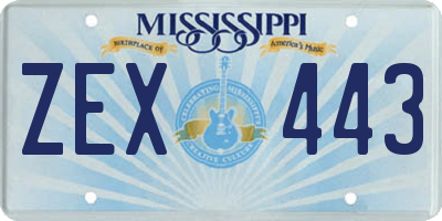 MS license plate ZEX443