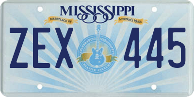 MS license plate ZEX445