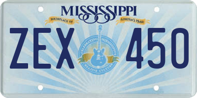 MS license plate ZEX450