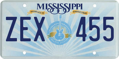 MS license plate ZEX455