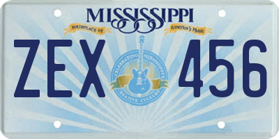 MS license plate ZEX456