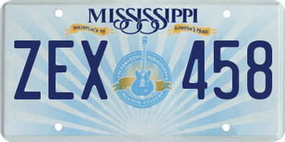 MS license plate ZEX458