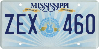 MS license plate ZEX460