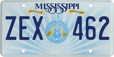 MS license plate ZEX462