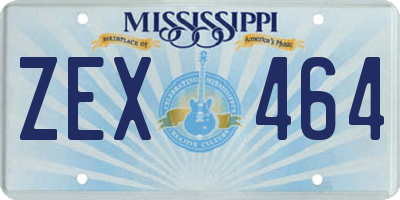 MS license plate ZEX464