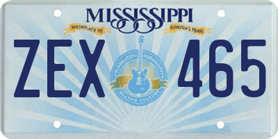 MS license plate ZEX465