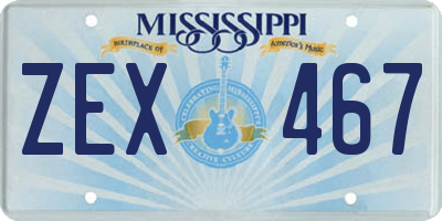 MS license plate ZEX467