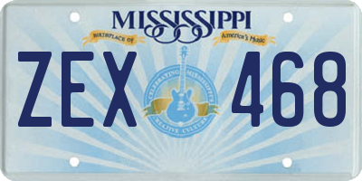 MS license plate ZEX468