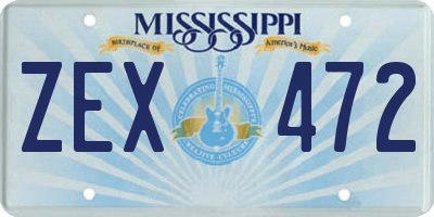 MS license plate ZEX472