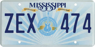 MS license plate ZEX474