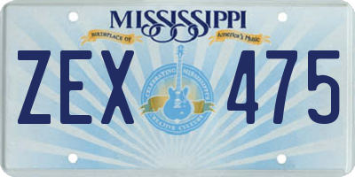 MS license plate ZEX475