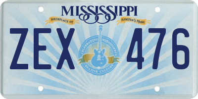 MS license plate ZEX476