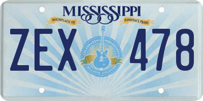 MS license plate ZEX478