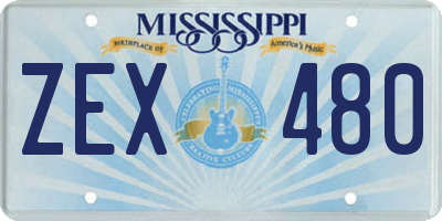 MS license plate ZEX480