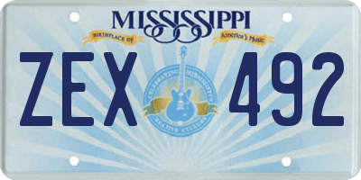 MS license plate ZEX492