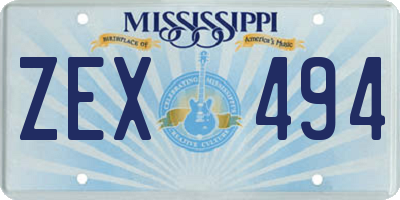 MS license plate ZEX494