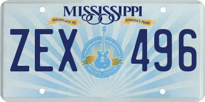 MS license plate ZEX496