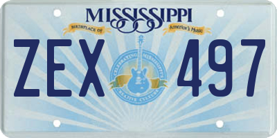 MS license plate ZEX497