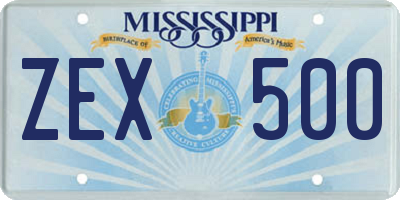 MS license plate ZEX500