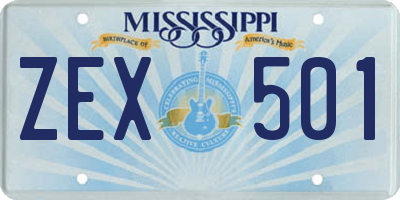 MS license plate ZEX501