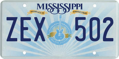 MS license plate ZEX502