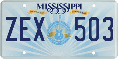 MS license plate ZEX503
