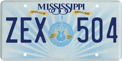 MS license plate ZEX504