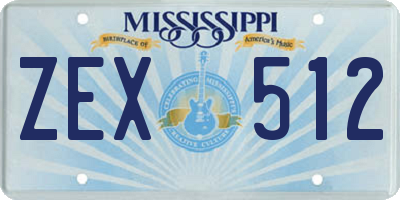 MS license plate ZEX512