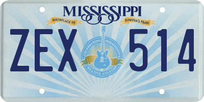 MS license plate ZEX514