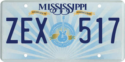 MS license plate ZEX517