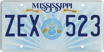 MS license plate ZEX523
