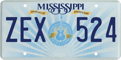 MS license plate ZEX524
