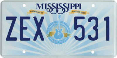 MS license plate ZEX531
