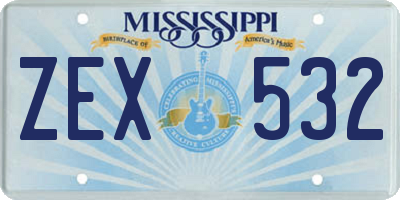 MS license plate ZEX532