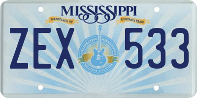 MS license plate ZEX533