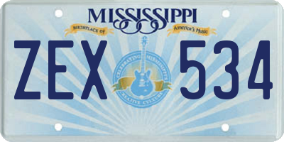 MS license plate ZEX534