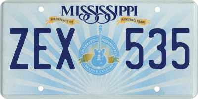 MS license plate ZEX535